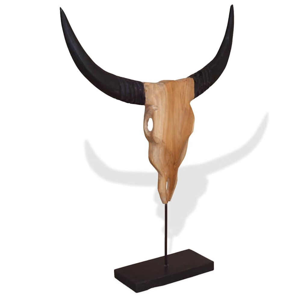 Vidaxl Bull Skull Sculpture Teak 66X15x88 Cm Standing Statue