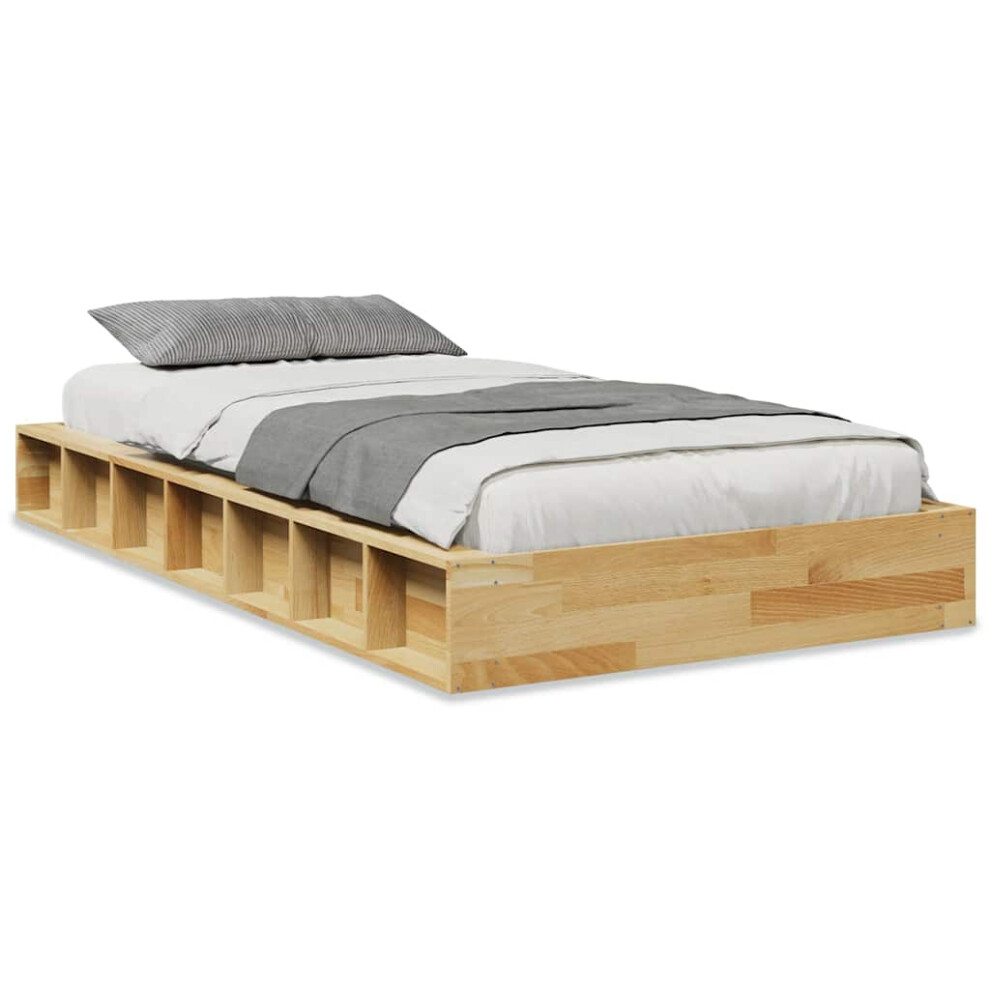 vidaXL Bed Frame without Mattress 75x190 cm Solid Wood Oak bedroom furniture