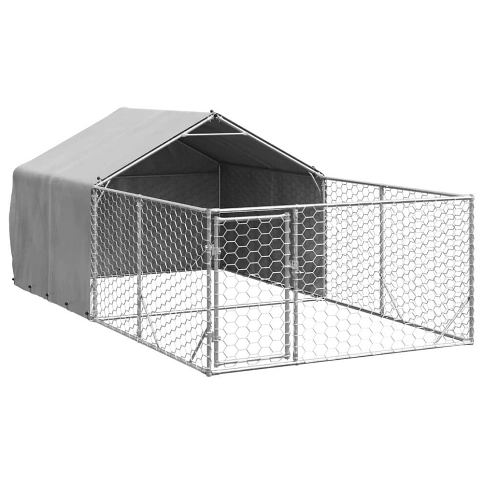 Vidaxl Outdoor Dog Kennel With Run 4X2x1.5 M Galvanised Steel Outdoor Dog Cage