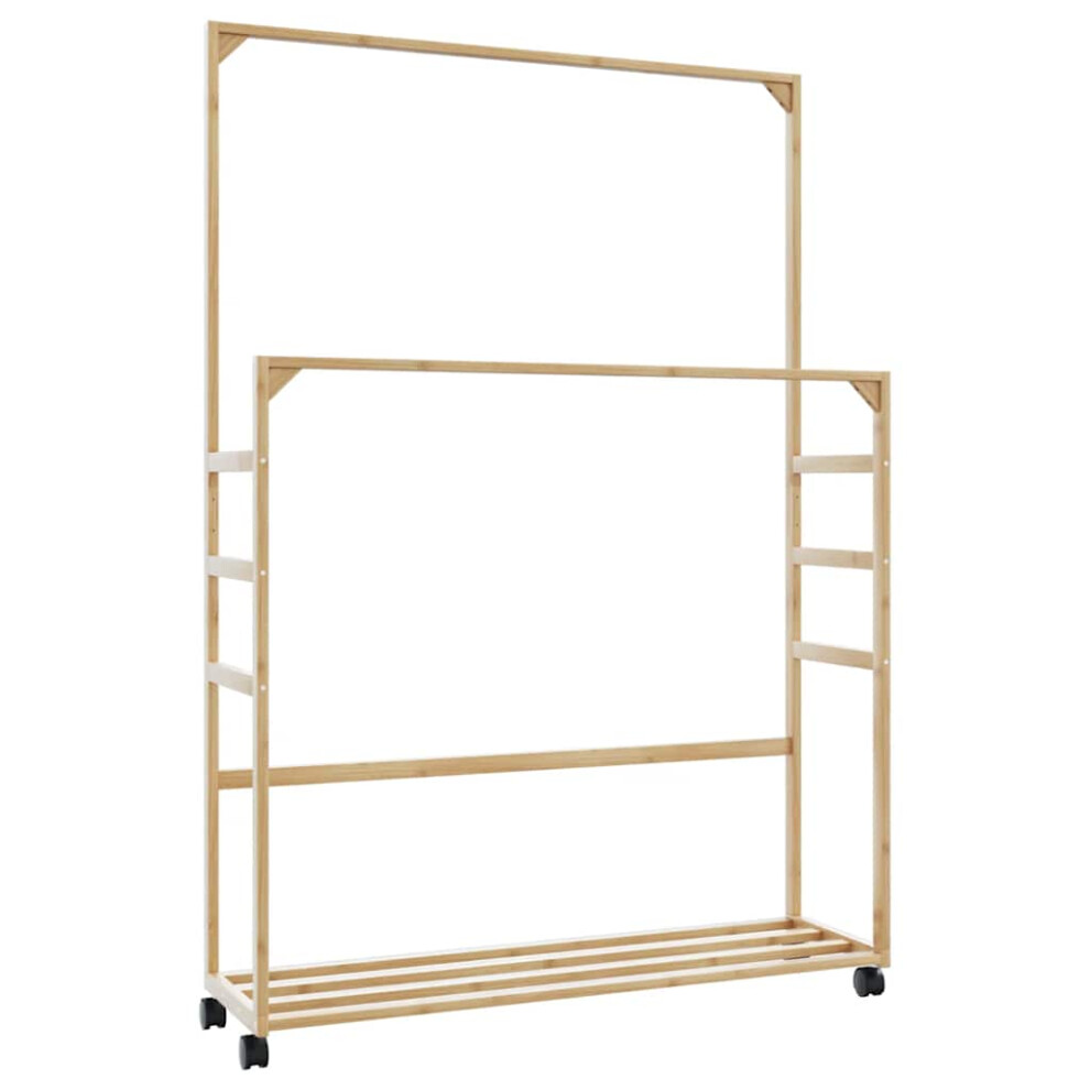 vidaXL Clothes Rack with Shelves and Wheels 90x35x155 cm Bamboo coat rack