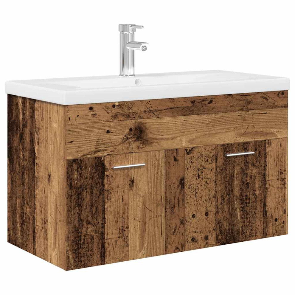 Vidaxl Sink Cabinet With Built-In Basin Old Wood Engineered Wood