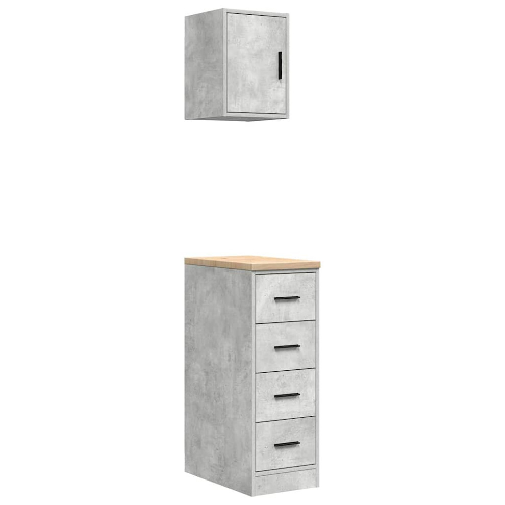 vidaXL Garage Cabinets 2 pcs Concrete Grey Engineered Wood cabinet
