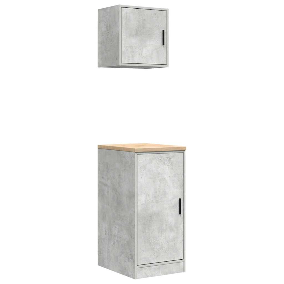 vidaXL Garage Cabinets 2 Pcs Concrete Grey Engineered Wood Cabinet