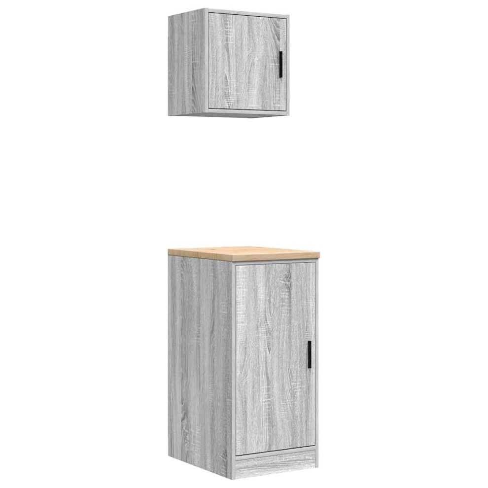 vidaXL Garage Cabinets 2 pcs Grey Sonoma Engineered Wood cabinet tool cabinet