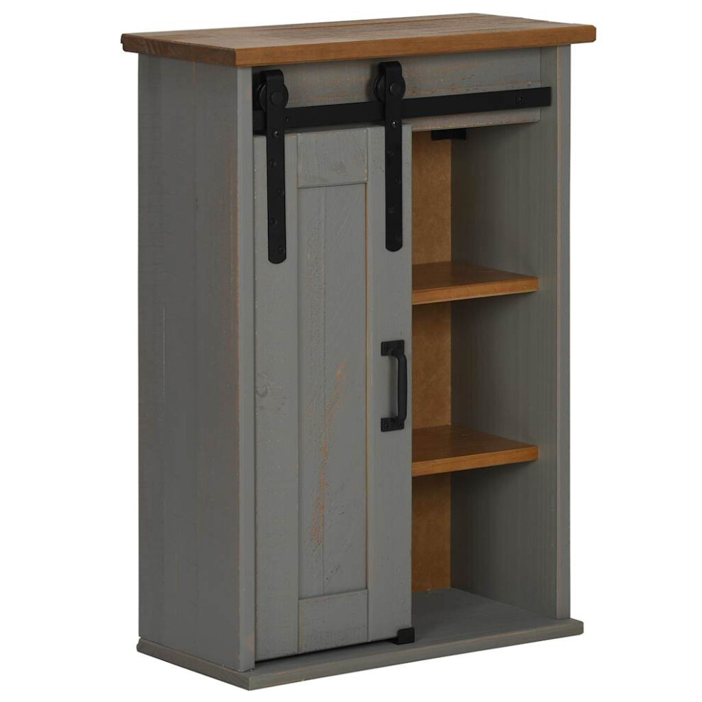 vidaXL Hanging Cabinet HALDEN with Sliding Door Grey 49x22.5x70 cm Pine