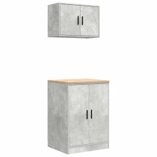 vidaXL Garage Cabinets 2 pcs Concrete Grey Engineered Wood cabinet