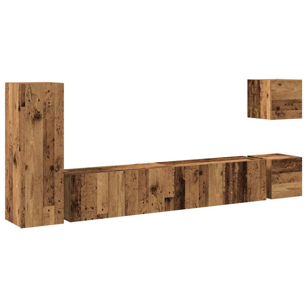 Vidaxl 5 Piece Tv Cabinet Set Wall-Mounted Old Wood Engineered Wood Tv Cabinet