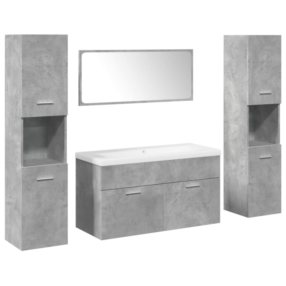 Vidaxl Bathroom Furniture Set 5 Piece Cabinet Concrete Grey Engineered Wood