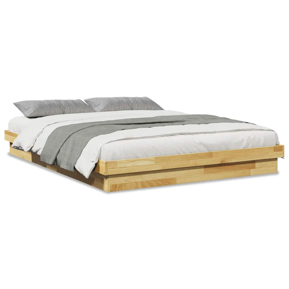Vidaxl Bed Frame Without Mattress 150X200 Cm King Size Solid Wood Oak