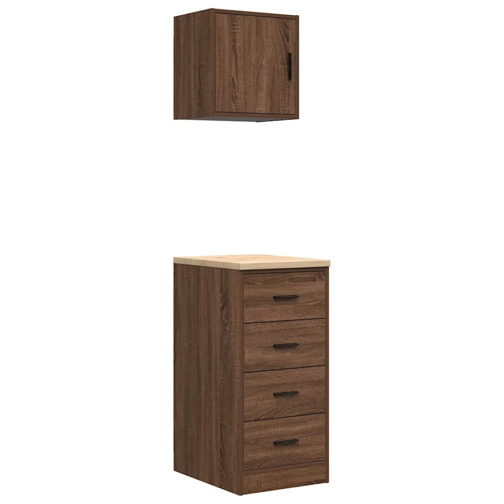 vidaXL Garage Cabinets 2 pcs Brown Oak Engineered Wood cabinet tool cabinet