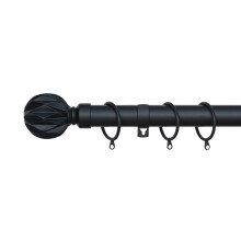(Matte Black, 70cm - 120cm) Geo Ball Metal Extendable Curtain Pole (25/28mm)