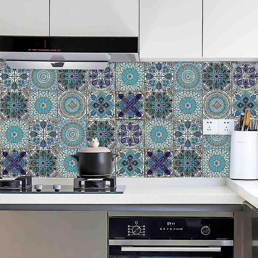 45 Piece Decorative Tile Sticker Set 6X6 Inch Peel And Stick Self-Adhesive Removable Moroccan Tile S 8795863486376