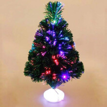 42cm Small Christmas Trees, Fibre Optic Christmas Trees With 8 Color Changing Iridescent Led Lights Artificial Pre-lit Mini Tabletop Xmas Tree Decorat