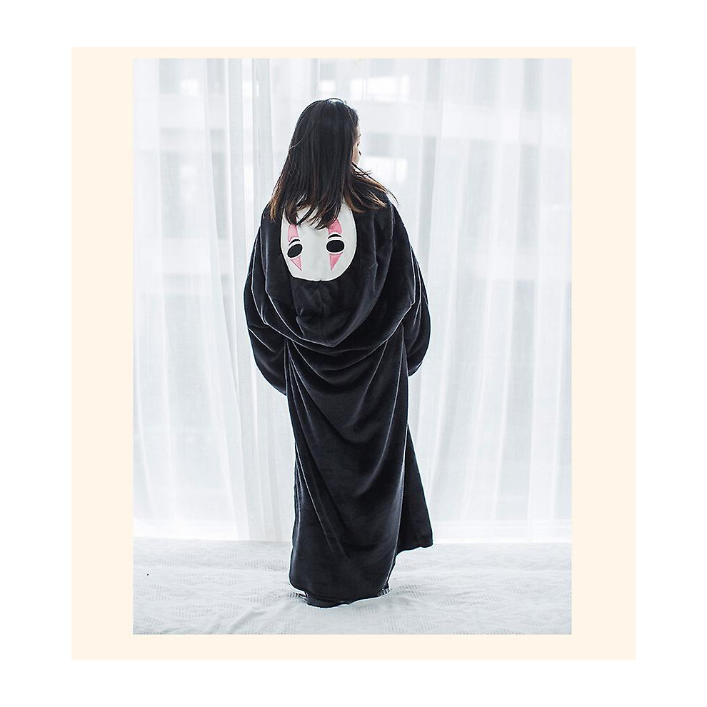 (180CM) Anime Spirited Away Kigurumi Pajamas No Face Man Plush Winter Flannel Adult Cartoon Anime Cosplay Costume