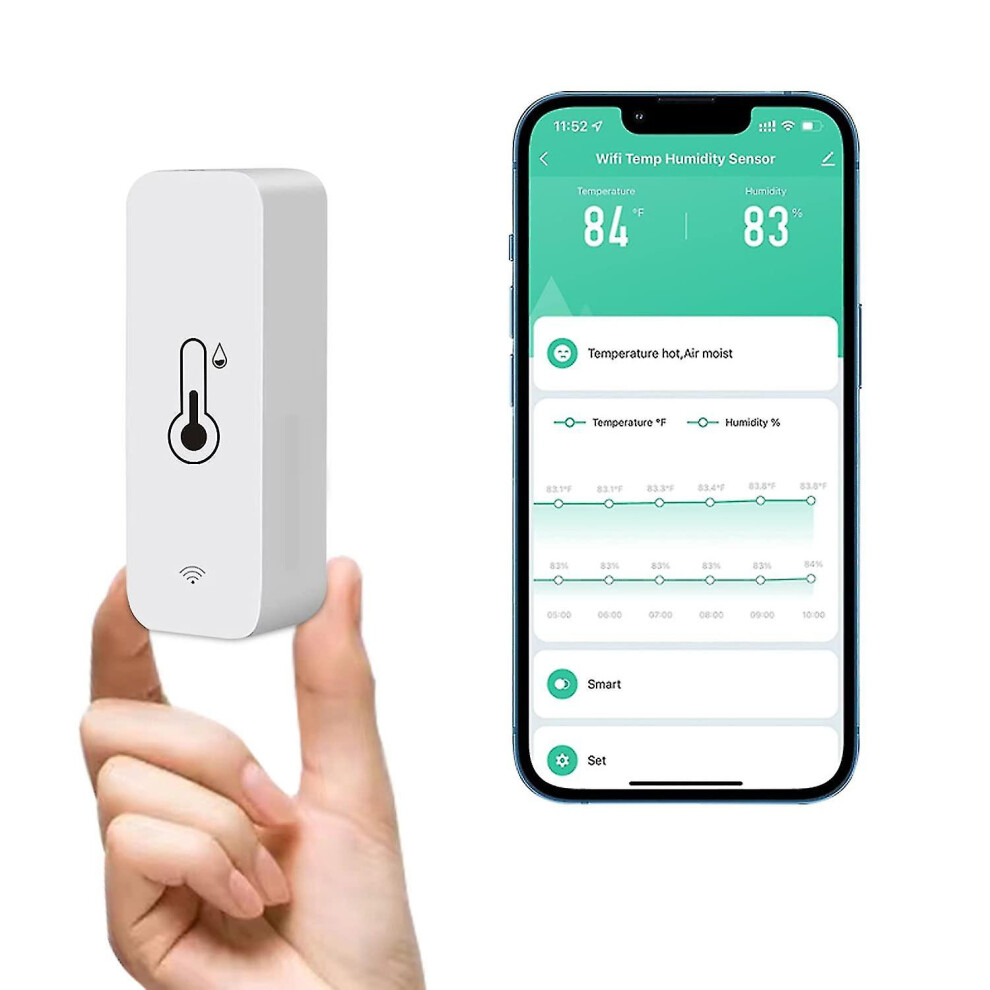 Wifi Thermometer Hygrometer Sensor, Wireless Home Temperature And Humidity Monitor Real-time Remote Monitoring Smart Thermohygrometer With Data Storag