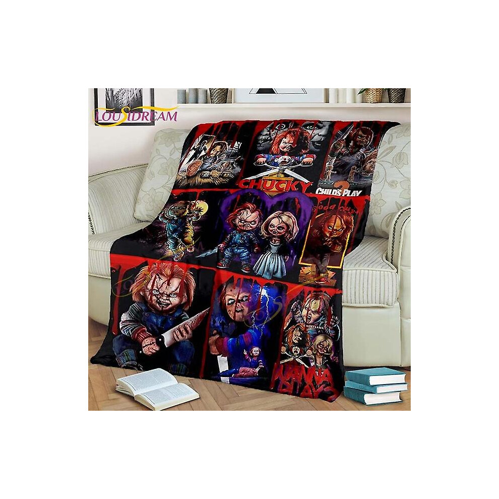 (7, 150x200cm) Horror Movie Chucky Throw Blanket Chucky And Tiffany Flannel Blanket For Couch Bed Sofa Halloween Lightweight Blanket Fan Gifts-image-OPC-PFW8BK9-NEW
