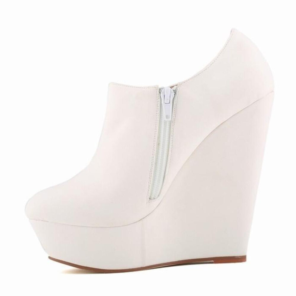 (white, 41) Winter High Heels Suede Shoes Ankle Boots Wedges Women Platform Elegent High Heels Shoes Us Size Wedge Shoe