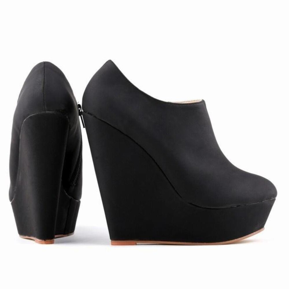 (black, 42) Winter High Heels Suede Shoes Ankle Boots Wedges Women Platform Elegent High Heels Shoes Us Size Wedge Shoe