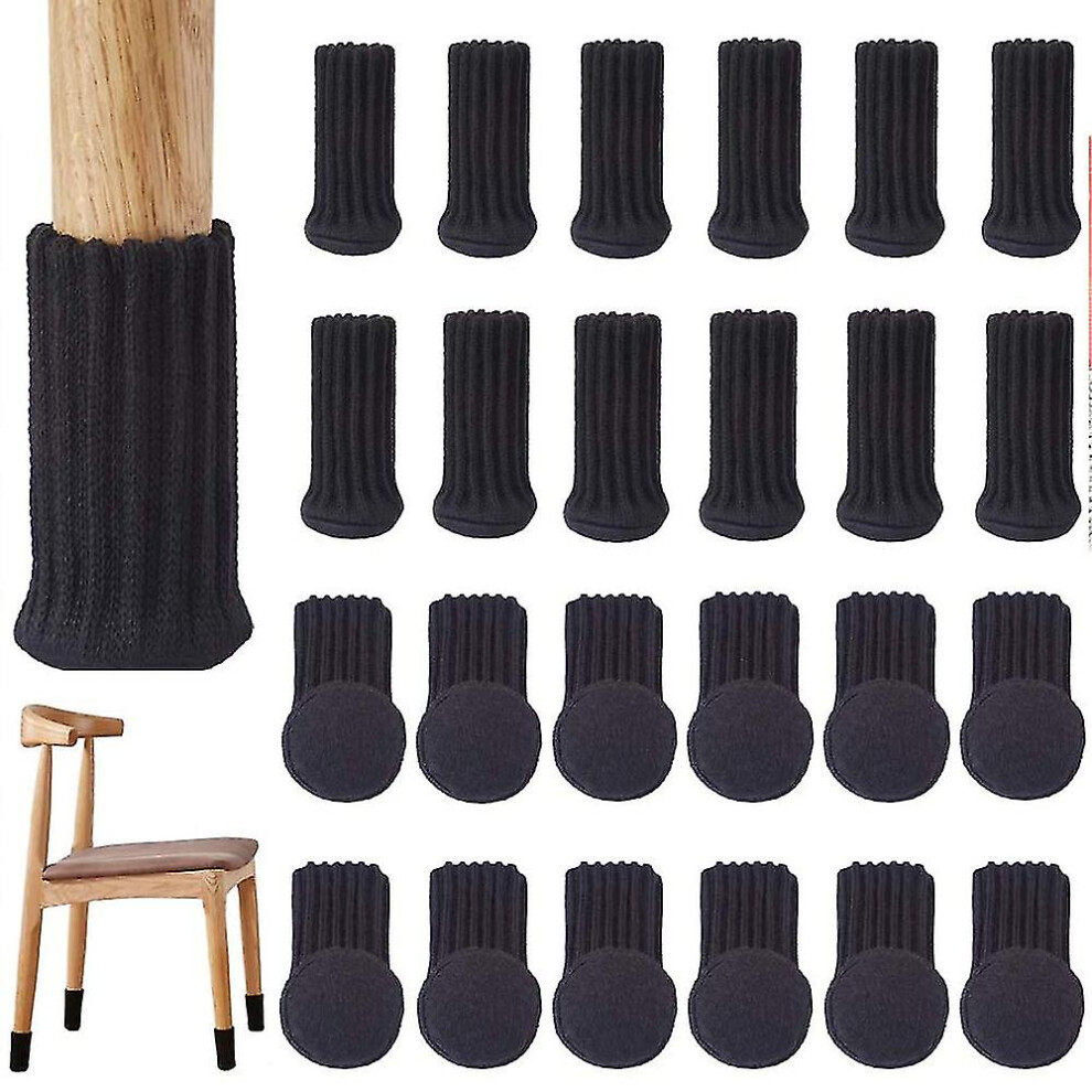 24pcs Chair Socks Furniture Socks Non-slip Elastic Chair Leg Feet Socks Covers, Knitted Furniture Pads For Furniture Feet Girth From 3" To 5"-image-OPC-PFW8DBK-NEW