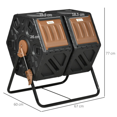 Outsunny Outsunny 130L Compost Bin Dual Chamber Rotating Composter w/ Ventilation Holes 1