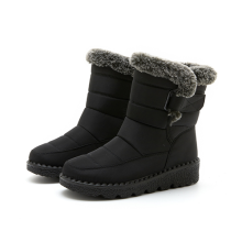 (EU 39=UK 6, Black) Winter Shoes For Women Ankle Low Heels With Fur