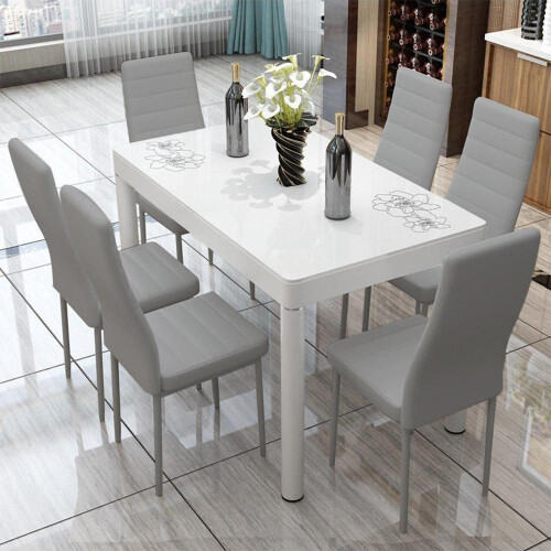 Living And Home (Grey) Set of 6 PU Leather Dining Chairs Kitchen Chairs 2