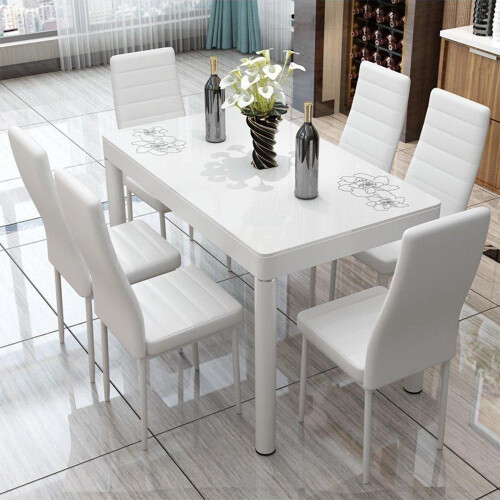 Living And Home (White) Set of 6 PU Leather Dining Chairs Kitchen Chairs 2