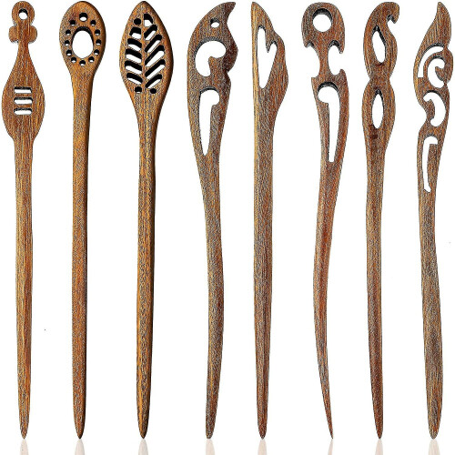 8 Pieces Wooden Hair Sticks Japanese Hair Chopstick