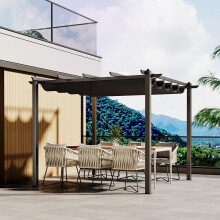 3x3m Aluminum Garden Gazebo Pergola with Retractable Canopy