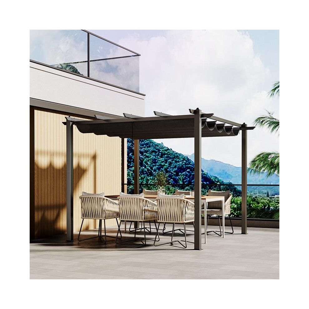 3x3m Aluminum Garden Gazebo Pergola with Retractable Canopy