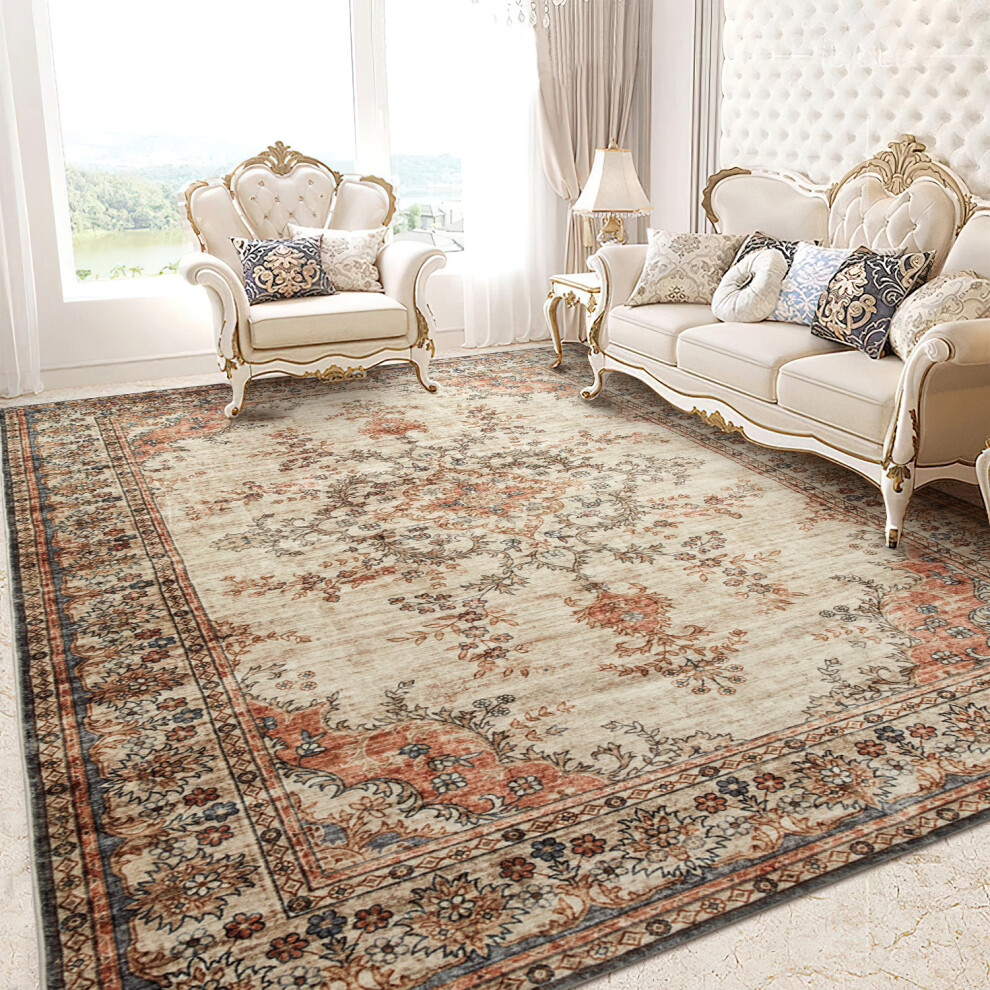 Aspire Homeware (240 X 320 Cm (8 Ft X 10 Ft 6 In), Timeless- Cashmere Rug) Large Rugs Living Room Bedroom Traditional Carpets Orange