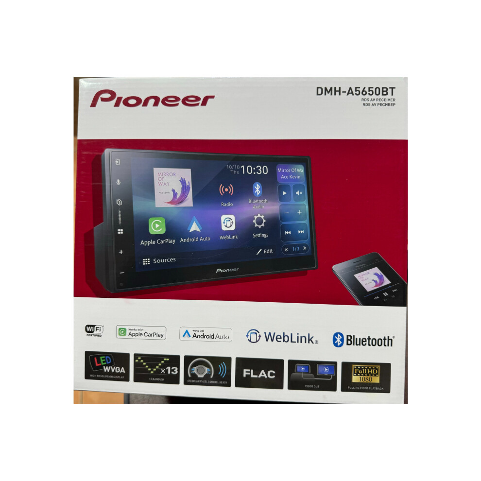 Pioneer DMH-A5650BT 6.8" RDS AV RECEIVER with Wireless Apple CarPlay and Android Auto