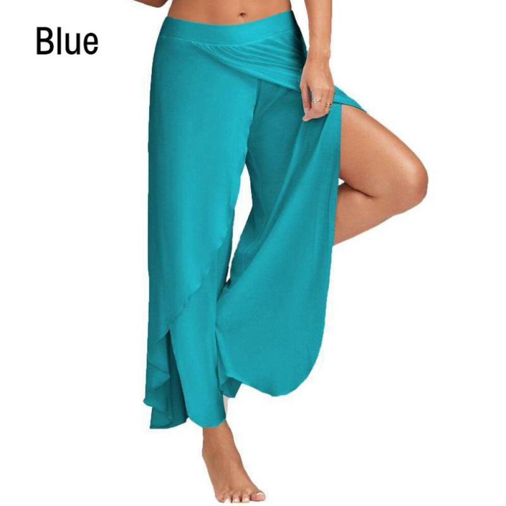 (light blue, 2XL) Women Yoga Loose Solid Color Wide Leg Pants Pants Casual Sports