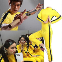 (170) Unisex adult kids bruce lee jeet kune do chinese kung fu jumpsuit cosplay costume zentai suit