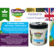 Craftor's Natural 100 % Pure Organic Virgin Coconut Oil 250 ml UK Sell