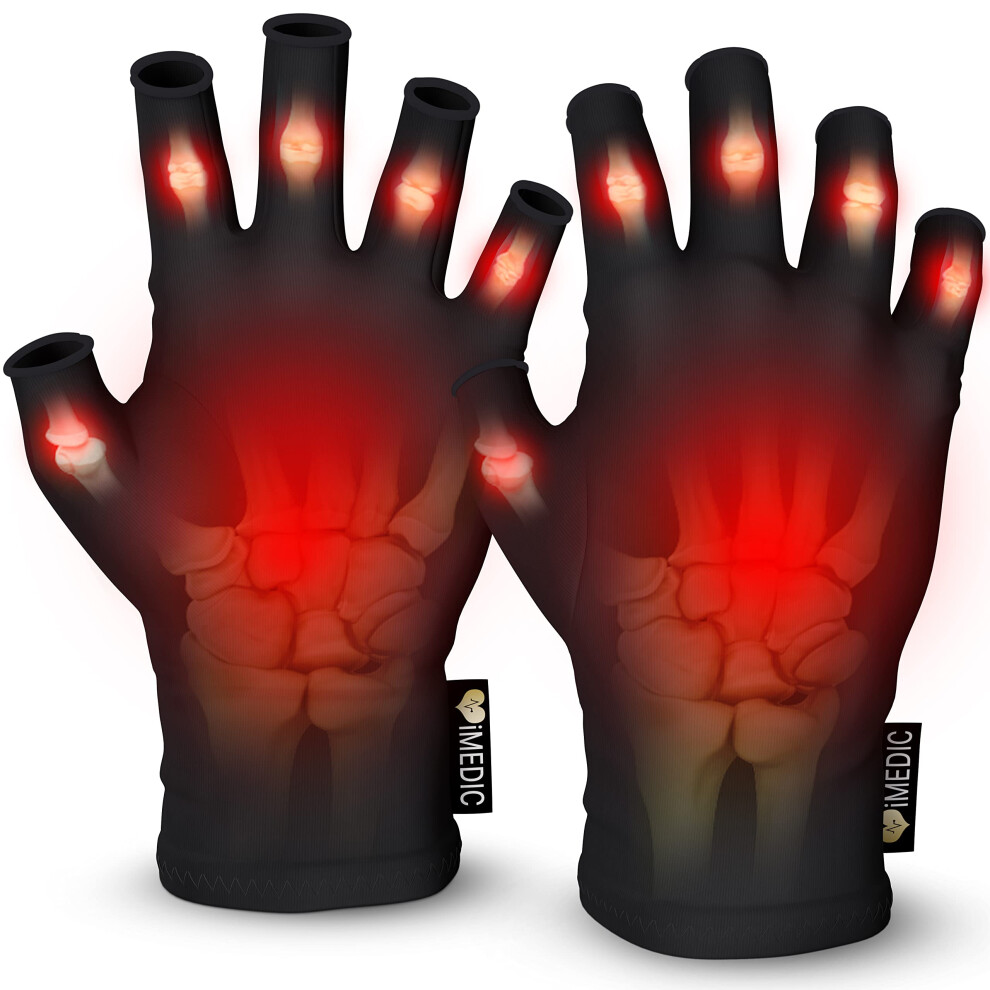 Imedic Arthritis Gloves Women & Men - 1 Pair Of Medium Compression Gloves To Provide Warmth - Fingerless Gloves Women & Men - Fingerless Gloves Arthritis