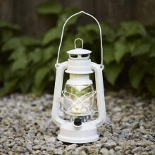 Battery LED Camping Hurricane Lantern Dimmable White Metal Vintage Storm Lamp 25cm