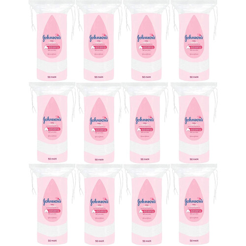 Johnson's Baby Cotton Pads - Pack of 12 x 50