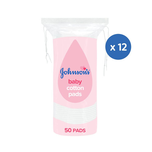 Johnson's Baby Cotton Pads - Pack of 12 x 50 1