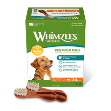 By Wellness Toothbrush, Dog Dental Sticks, 30 Pieces (1 Month Supply), Size L, Dog Chews for Large Breeds, Natural, Grain-Free, Rawhide-Free,