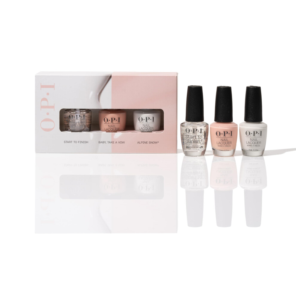 Nail Lacquer French Manicure Kit Gift Set - Including Start To Finish, a 3-in-1 Base Coat, Top Coat & Nail Strengthener, Alpine Snow & Baby, Take A