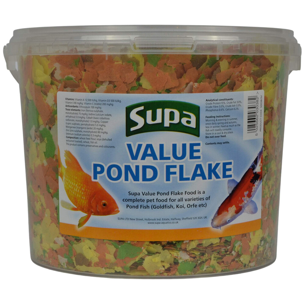 Value Pond Flake Fish Food, 3 Litre Bucket | Premium Quality Koi & Pond Fish Food | Provides A Balanced Diet