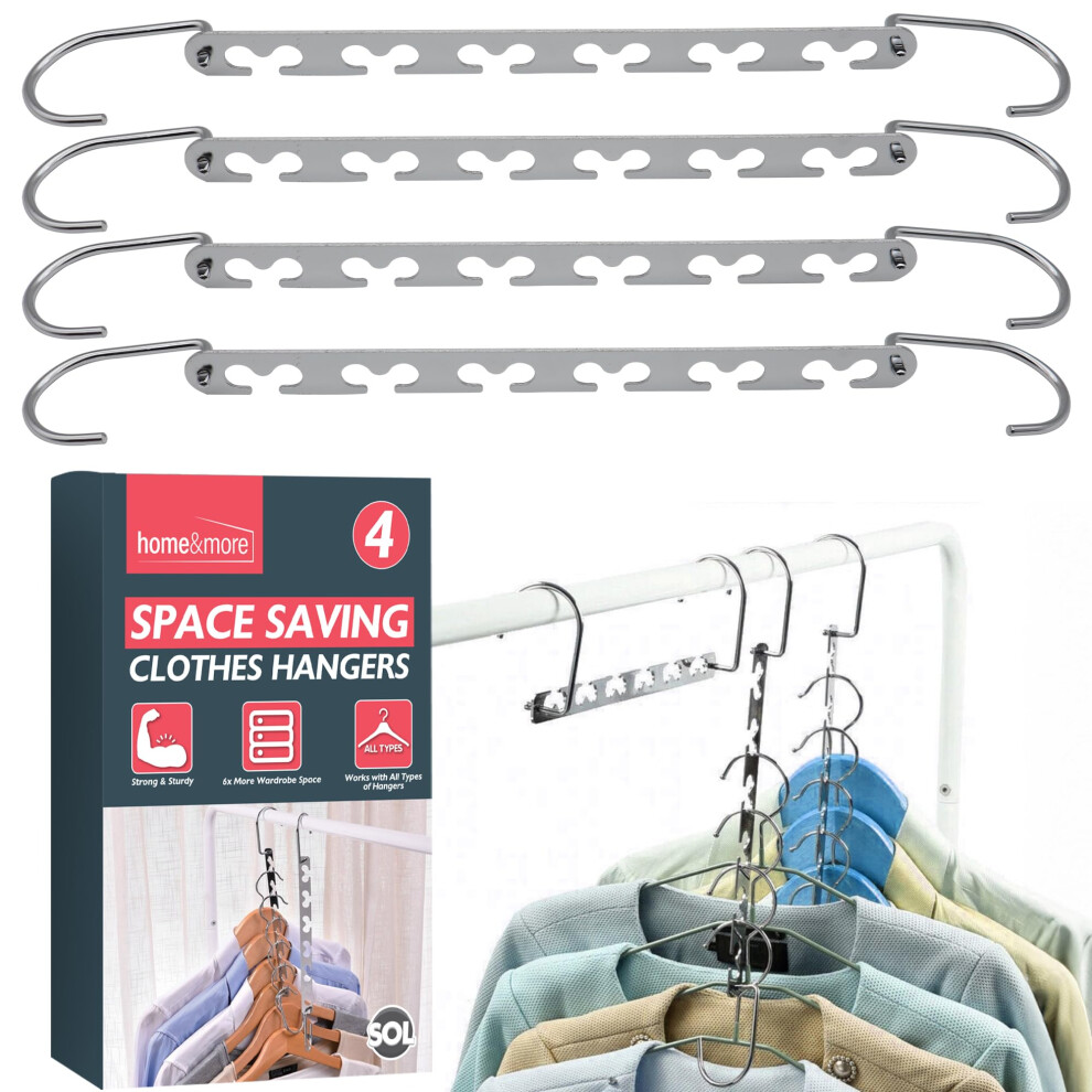 4pk Space Saving Hangers for Clothes, Create Up to 6x More Wardrobe Space with Magic Space Saving Hangers Hanger Heros, Wardrobe Hangers Clothes