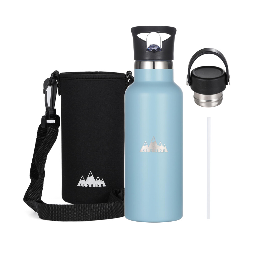 Stainless Steel Water Bottle with Bag, Straw Lid, Reusable Vacuum Insulated Metal Drinks Flask, Thermal Insulated Bottle for Travel, Gym, Sports,