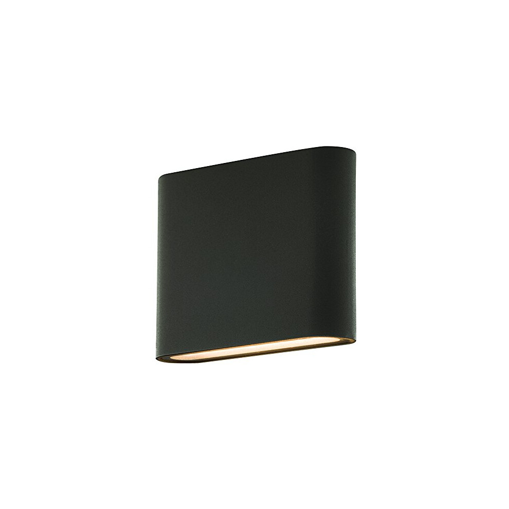 Eco Exterior Decorative Low Profile LED Wall Light, Up and Down Illumination, 11.5 x 9 cm, 8 Watts, Grey Slate