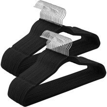 Velvet Clothes Hangers 45cm, Pack of 50 hangers, Strong durable with swivel Hooks, for all garments coats shirts suit jackets, Black