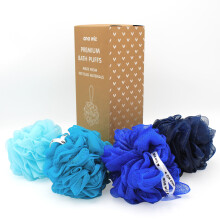 Premium Bath Puffs Made from 100% Recycled Materials | Pack of 4 Super Soft Large Exfoliating Puffs | Long-Lasting, Durable & Recyclable (Under The