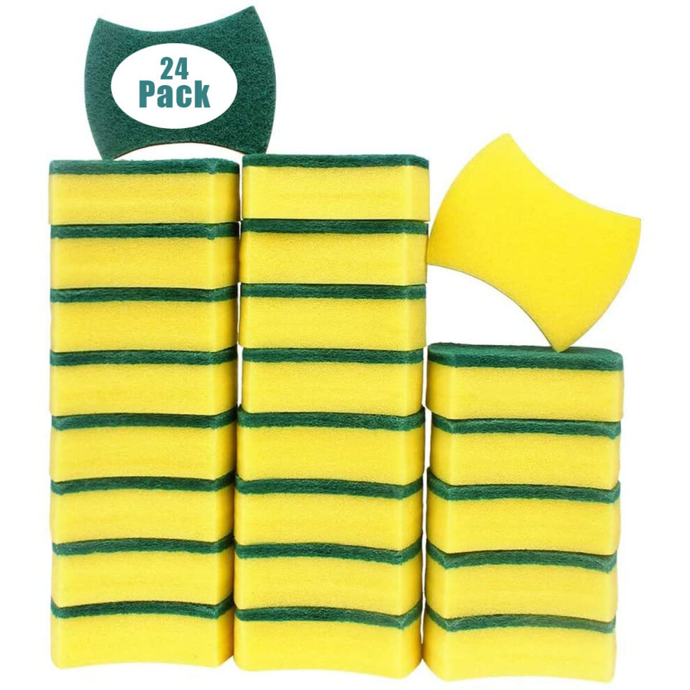 24 Pack Kitchen Cleaning Sponges SZHTFX Sponge Scrubber Non Scratch for Kitchen Multi-Purpose Washing Up Pads for Pan,Garage, Bathroom, Furniture,
