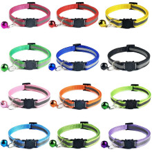 12-Pack Reflective Cat Collars with Quick-Release Buckle, Bell, Adjustable 19-32cm, Multi-Colored
