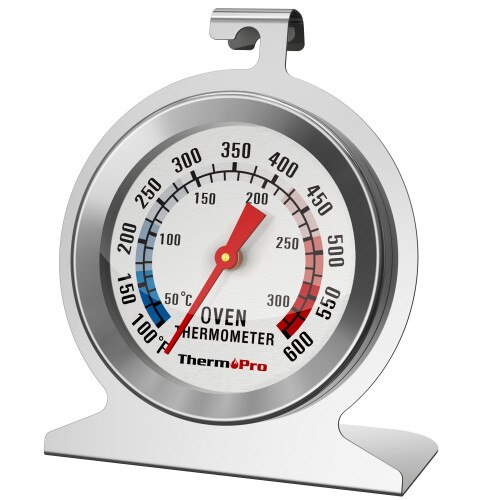 Oven Thermometer for Inside Oven, Upgraded 431 Stainless Steel Dial Easy to Read Meat Thermometer with Tempered Glass, Pizza Oven Temperature Gauge
